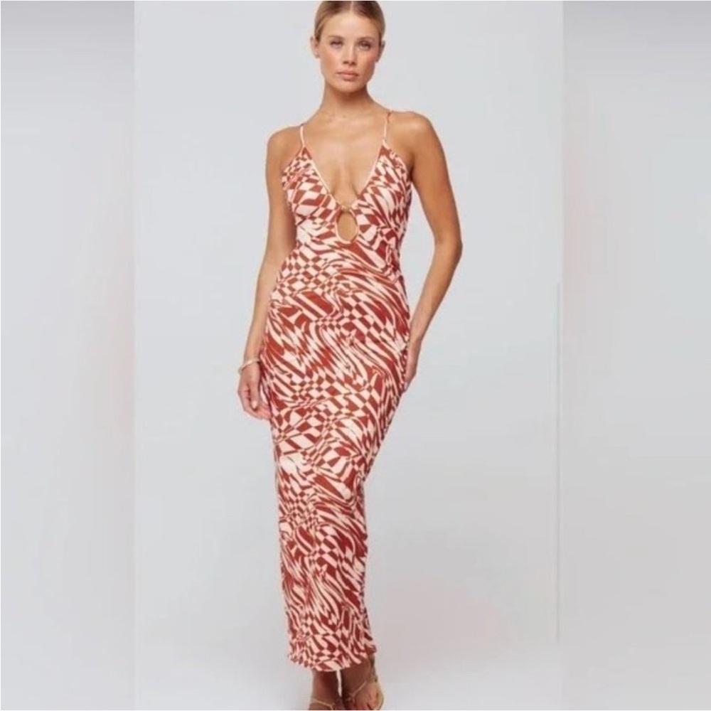 RESA Rust and Cream Printed Maxi Dress